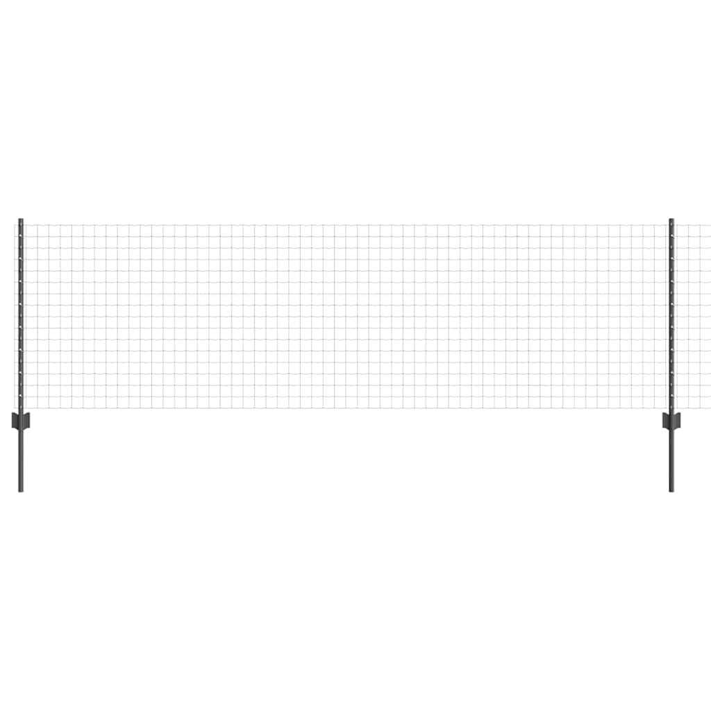 Recinzione con Posto Grigio 0,8 x 25 m Acciaio e PVC