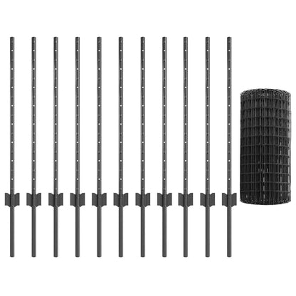 Recinzione con Posto Grigio 0,8 x 25 m Acciaio e PVC