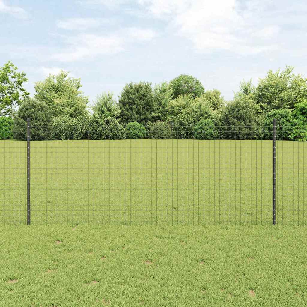 Recinzione con Posto Grigio 1 x 25 m Acciaio e PVC