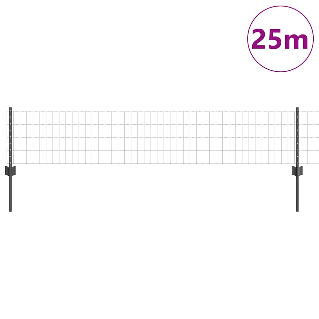 Recinzione con Posto Grigio 0,4 x 25 m Acciaio e PVC