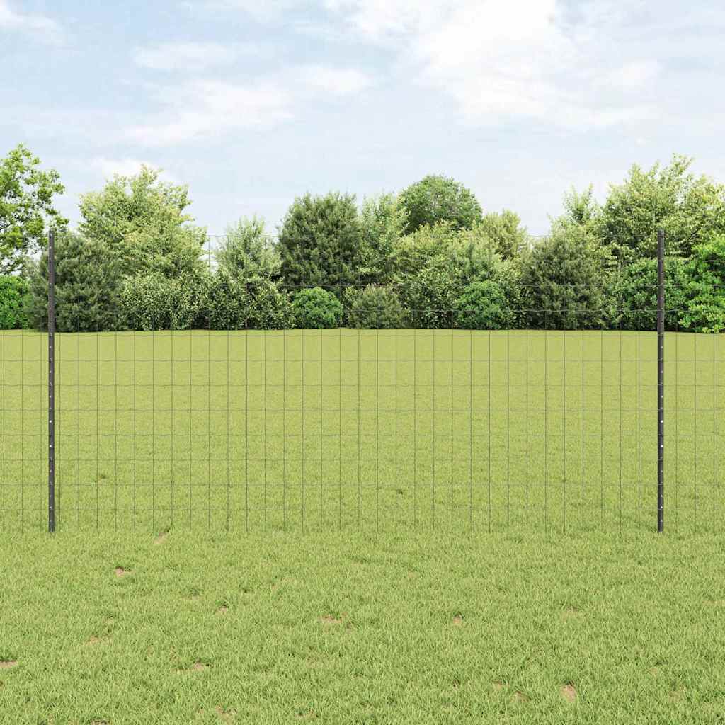 Recinzione con Posto Grigio 1,2 x 25 m Acciaio e PVC
