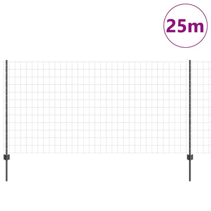 Recinzione con Posto Grigio 1,2 x 25 m Acciaio e PVC
