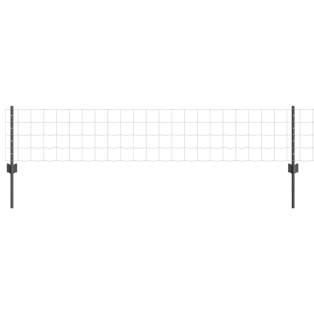 Recinzione con Posto Grigio 0,4 x 25 m Acciaio e PVC