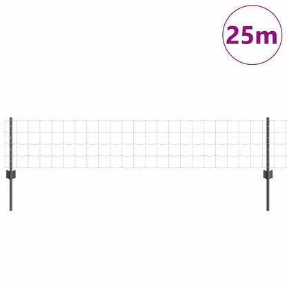 Recinzione con Posto Grigio 0,4 x 25 m Acciaio e PVC