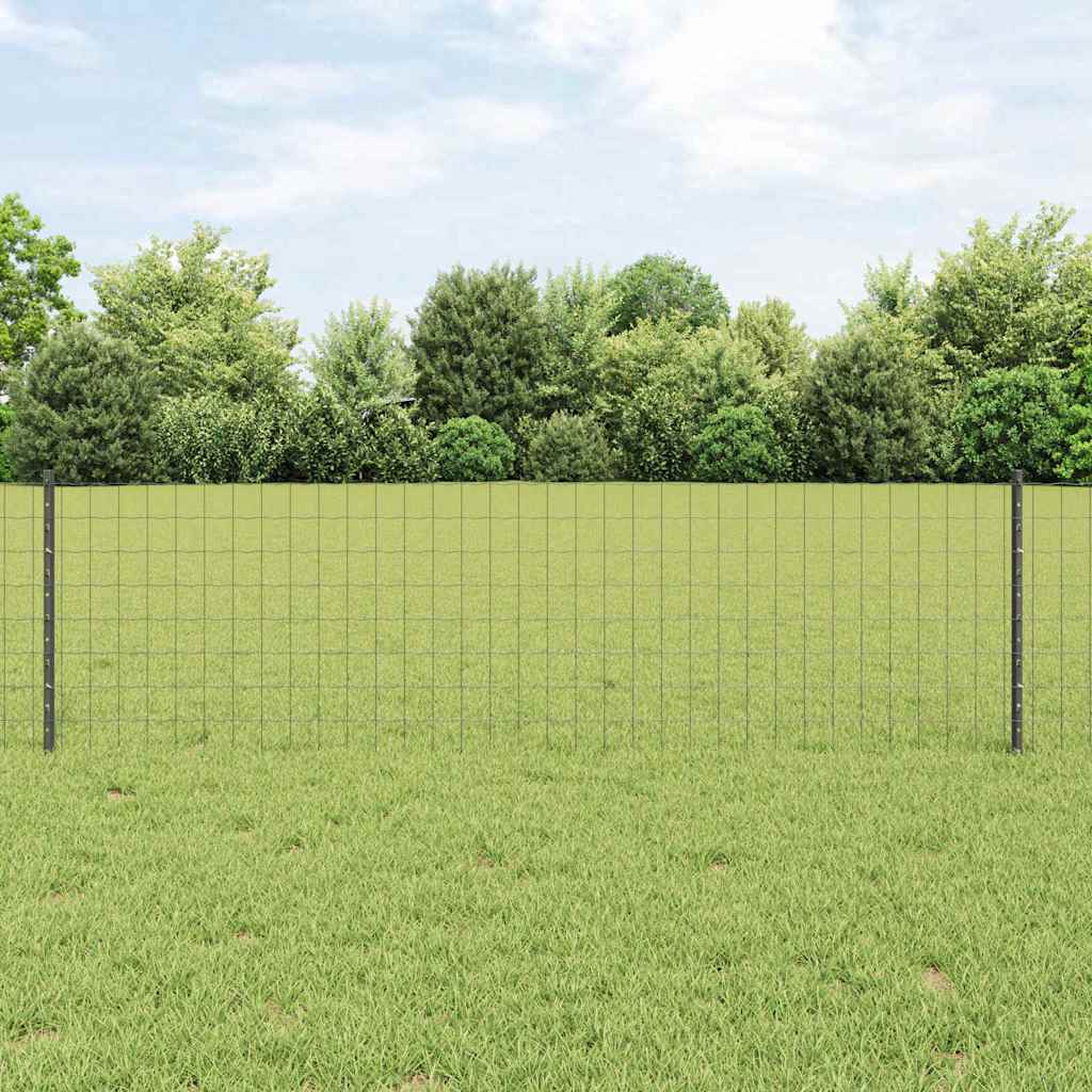 Recinzione con Posto Grigio 0,6 x 10 m Acciaio e PVC