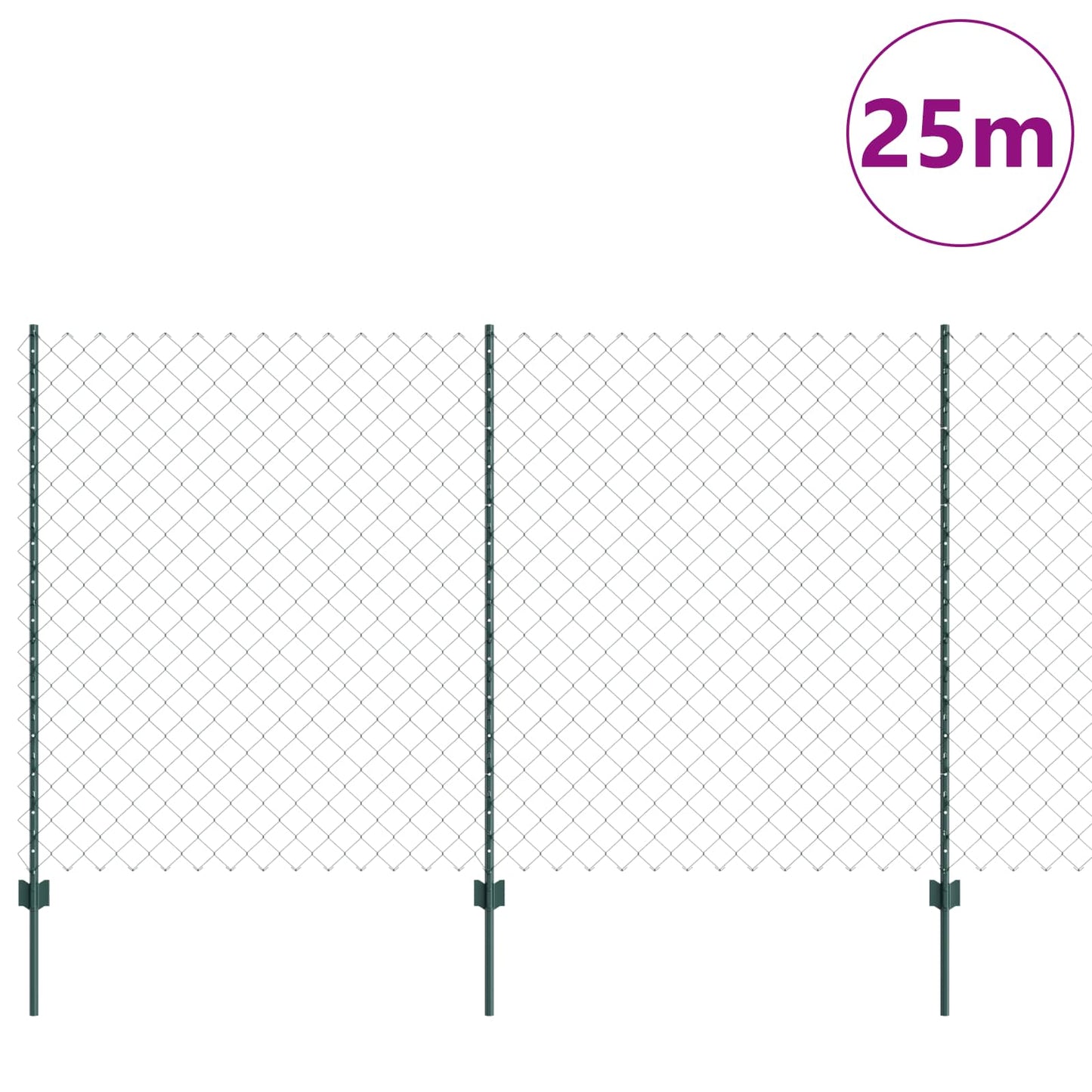Recinzione con Posto Verde 1,4 x 25 m Acciaio e PVC