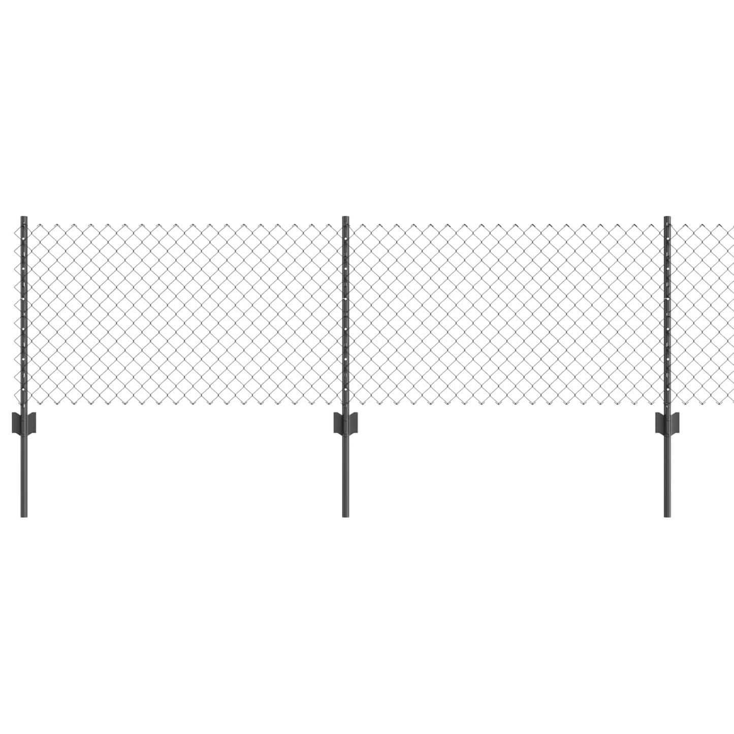 Recinzione con Posto Grigio 0,6 x 10 m Acciaio e PVC
