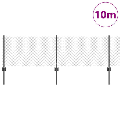 Recinzione con Posto Grigio 0,6 x 10 m Acciaio e PVC