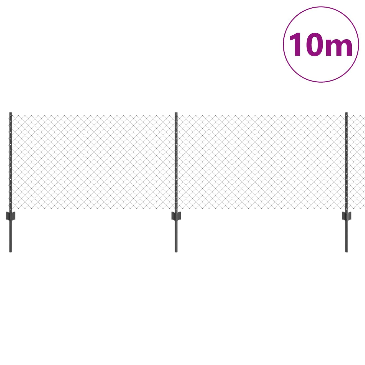 Recinzione con Posto Grigio 0,8 x 10 m Acciaio e PVC