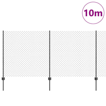 Recinzione con Posto Grigio 1,2 x 10 m Acciaio e PVC