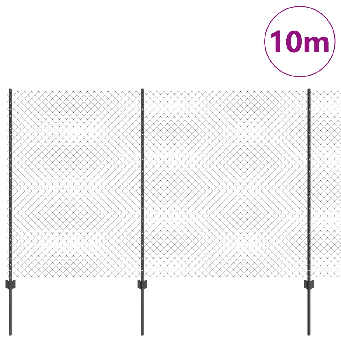 Recinzione con Posto Grigio 1,5 x 10 m Acciaio e PVC
