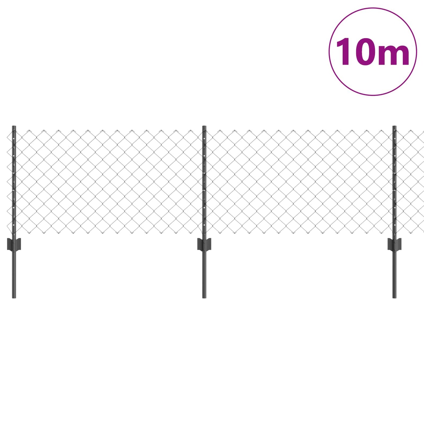 Recinzione con Posto Grigio 0,6 x 10 m Acciaio e PVC