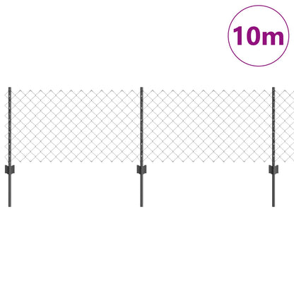 Recinzione con Posto Grigio 0,6 x 10 m Acciaio e PVC