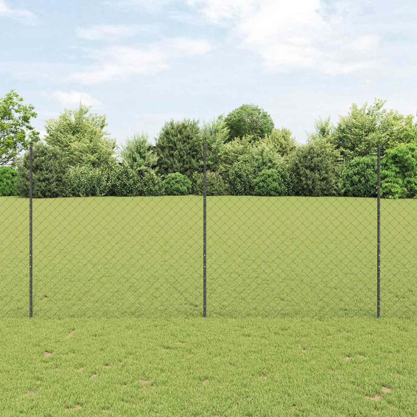 Recinzione con Posto Grigio 1,5 x 10 m Acciaio e PVC