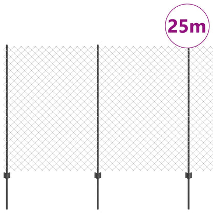 Recinzione con Posto Grigio 1,5 x 25 m Acciaio