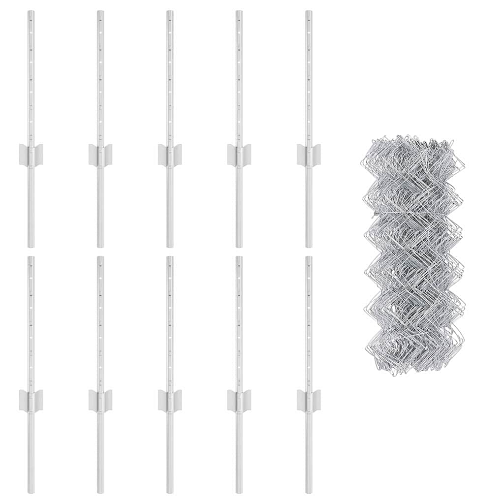 Recinzione con Posto Argento 0,4 x 10 m Acciaio