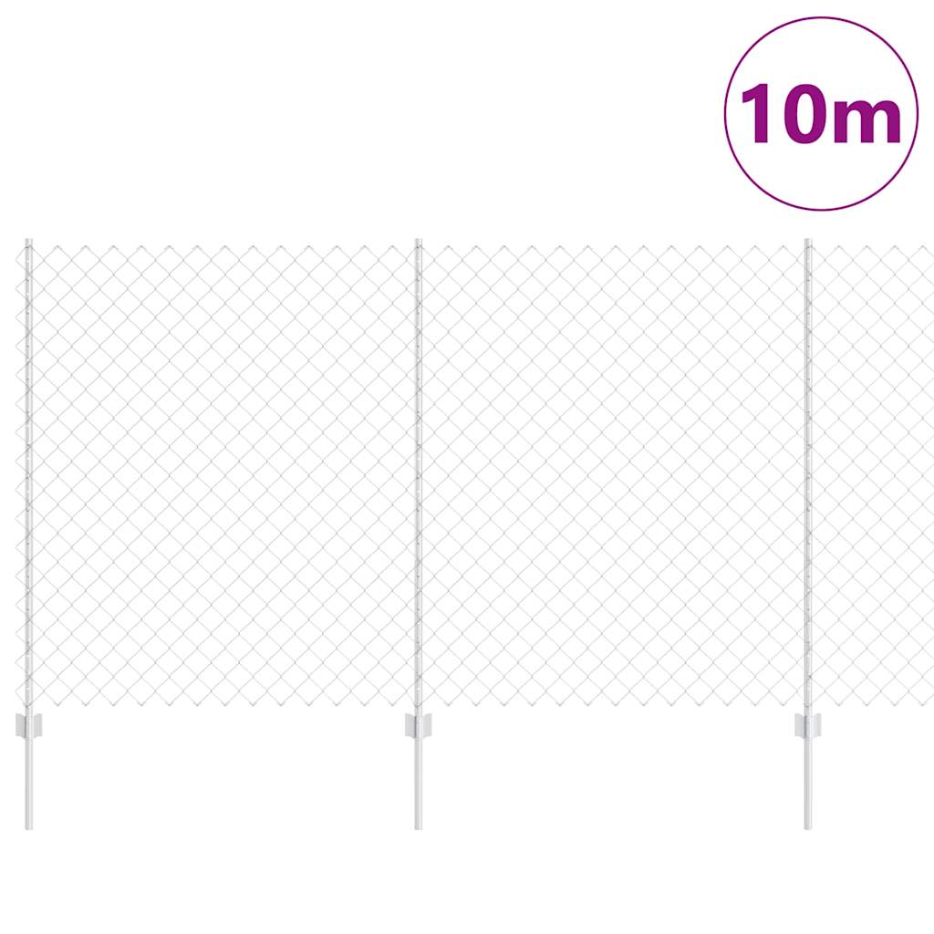 Recinzione con Posto Argento 1,4 x 10 m Acciaio