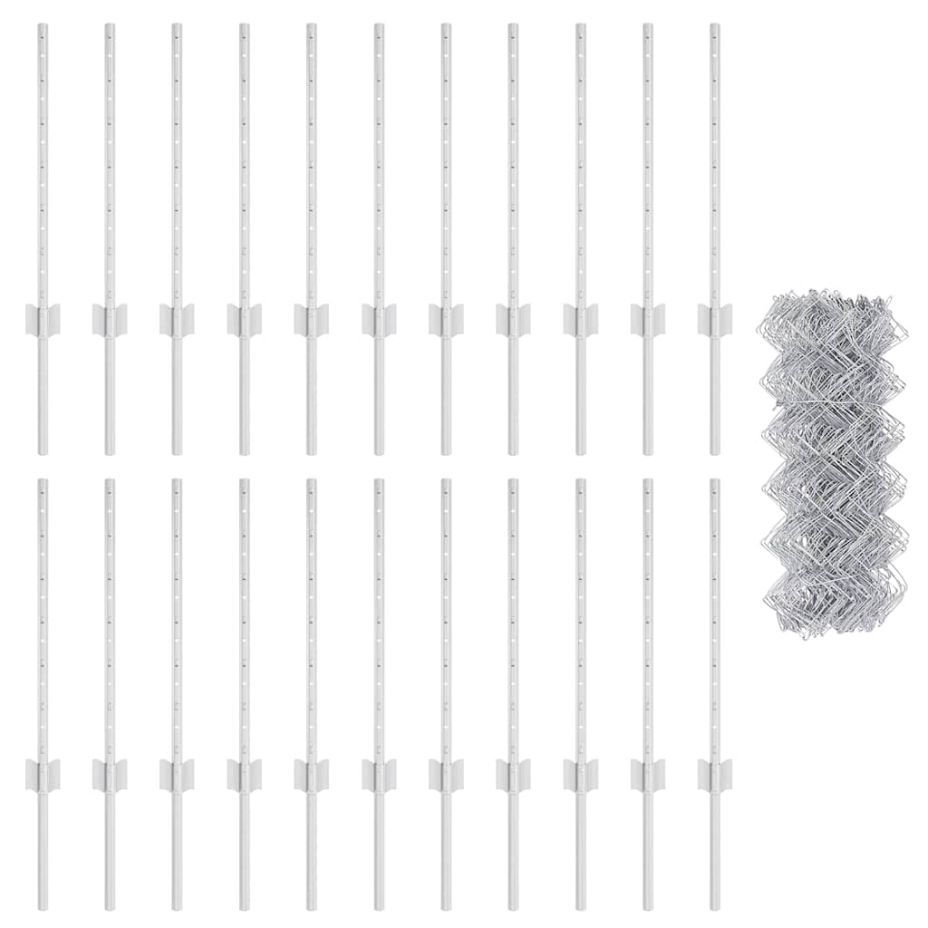 Recinzione con Posto Argento 0,6 x 25 m Acciaio