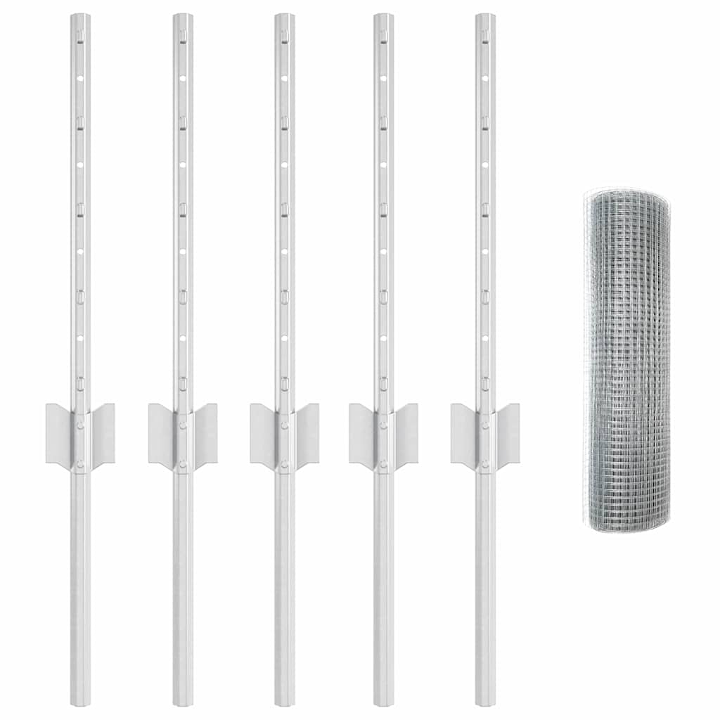 Recinzione con Posto Argento 0,4 x 10 m Acciaio