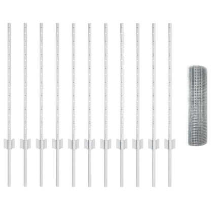 Recinzione con Posto Argento 0,8 x 25 m Acciaio