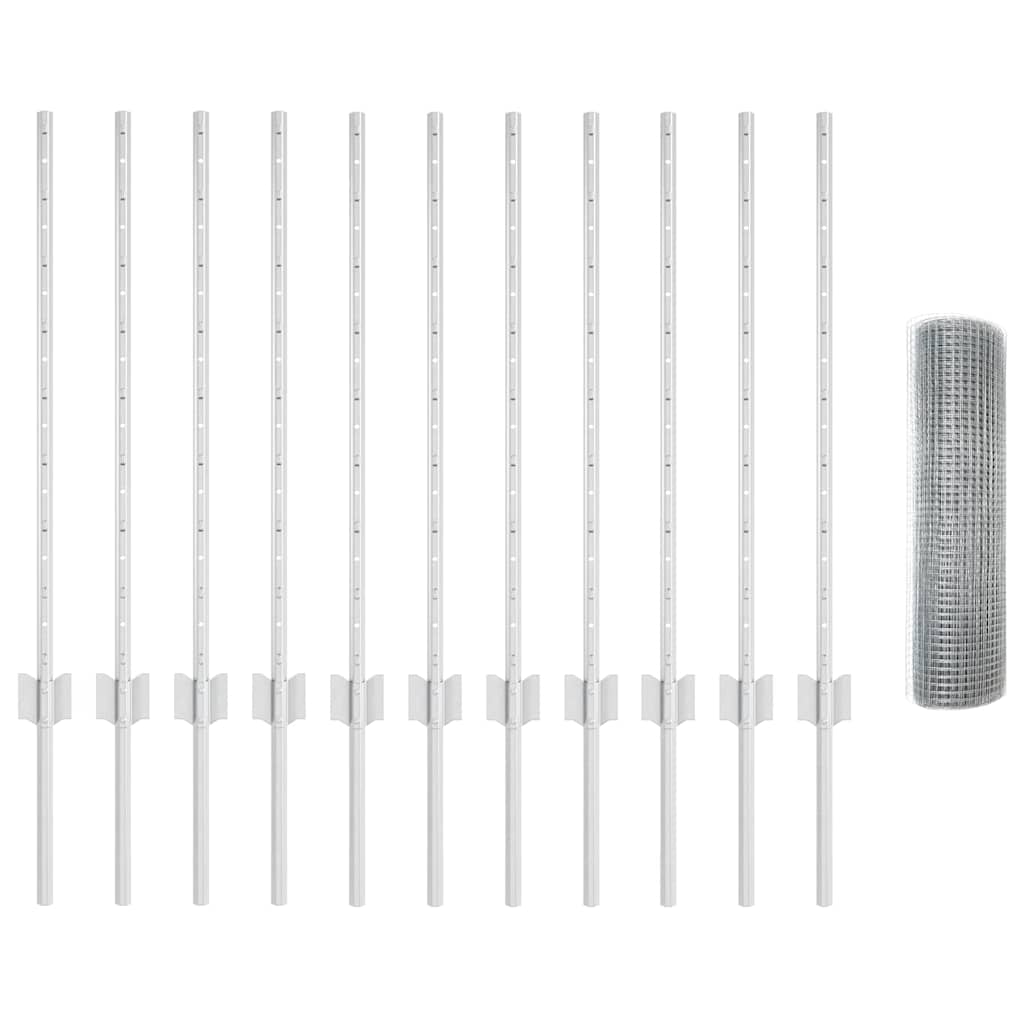 Recinzione con Posto Argento 0,8 x 25 m Acciaio