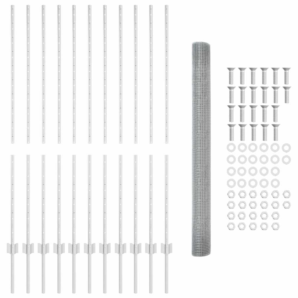 Recinzione con Posto Argento 1,4 x 25 m Acciaio