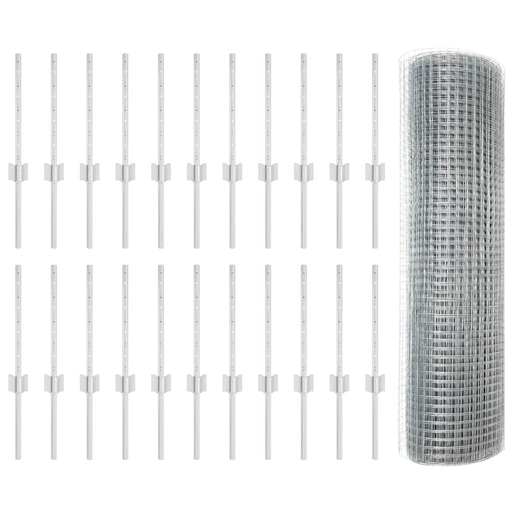 Recinzione con Posto Argento 0,4 x 50 m Acciaio