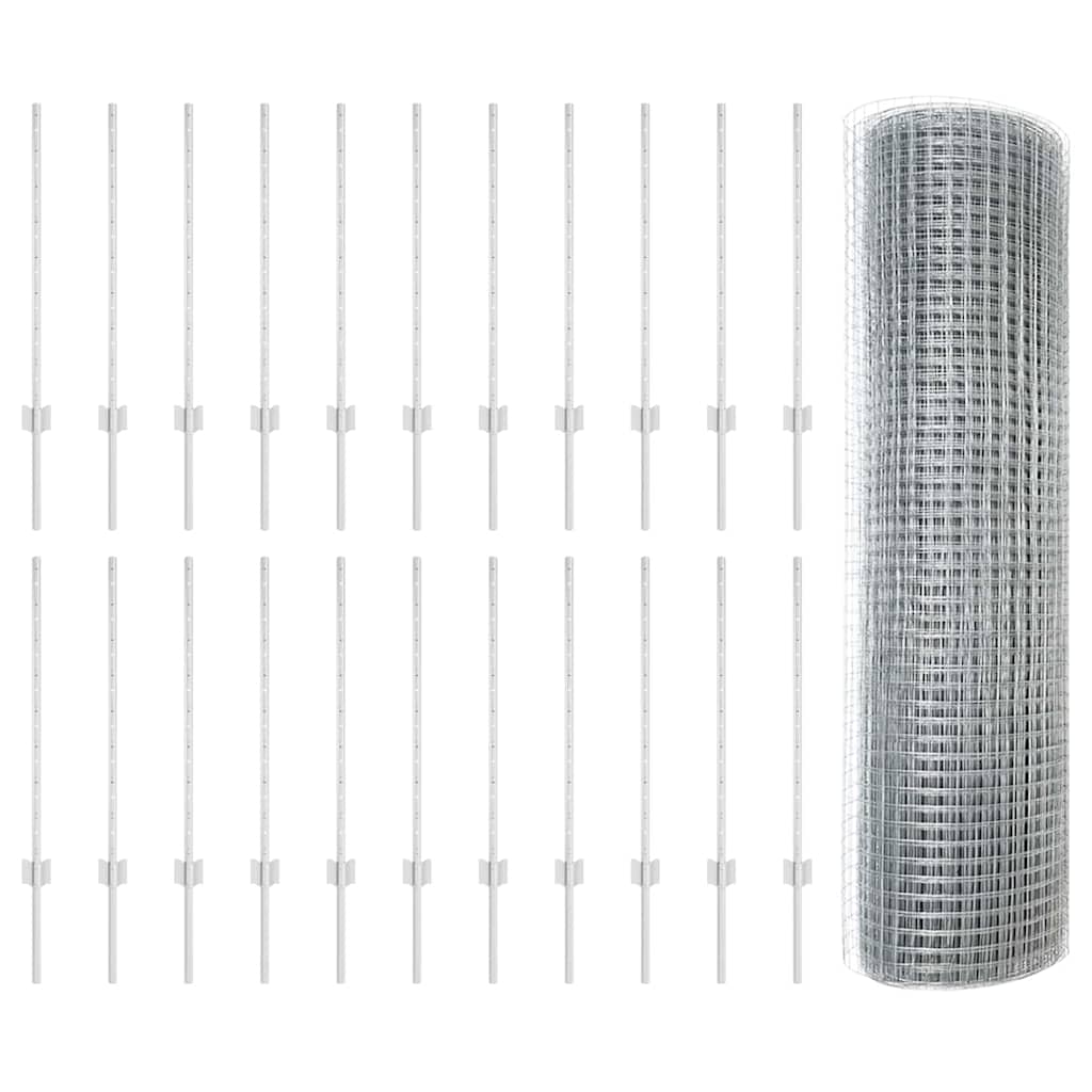Recinzione con Posto Argento 0,8 x 50 m Acciaio