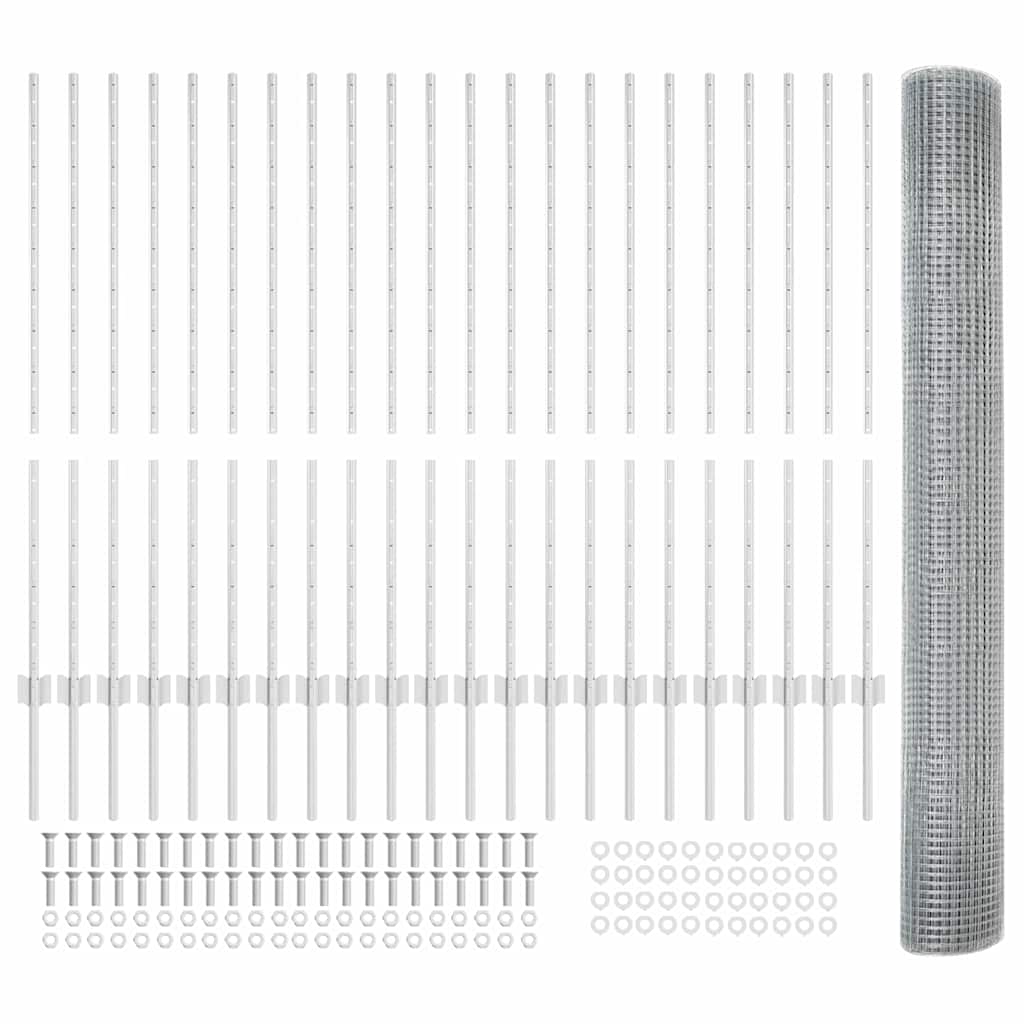 Recinzione con Posto Argento 1,2 x 50 m Acciaio
