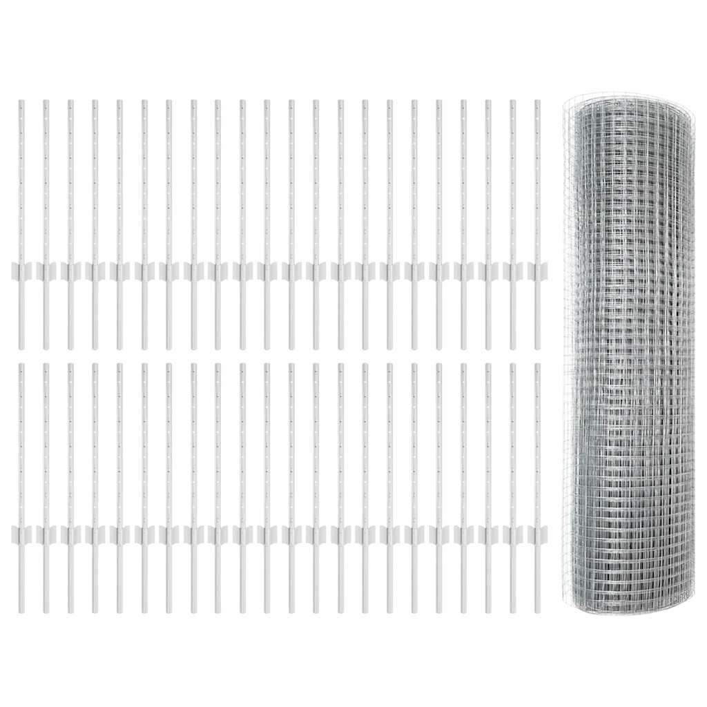 Recinzione con Posto Argento 0,6 x 100 m Acciaio