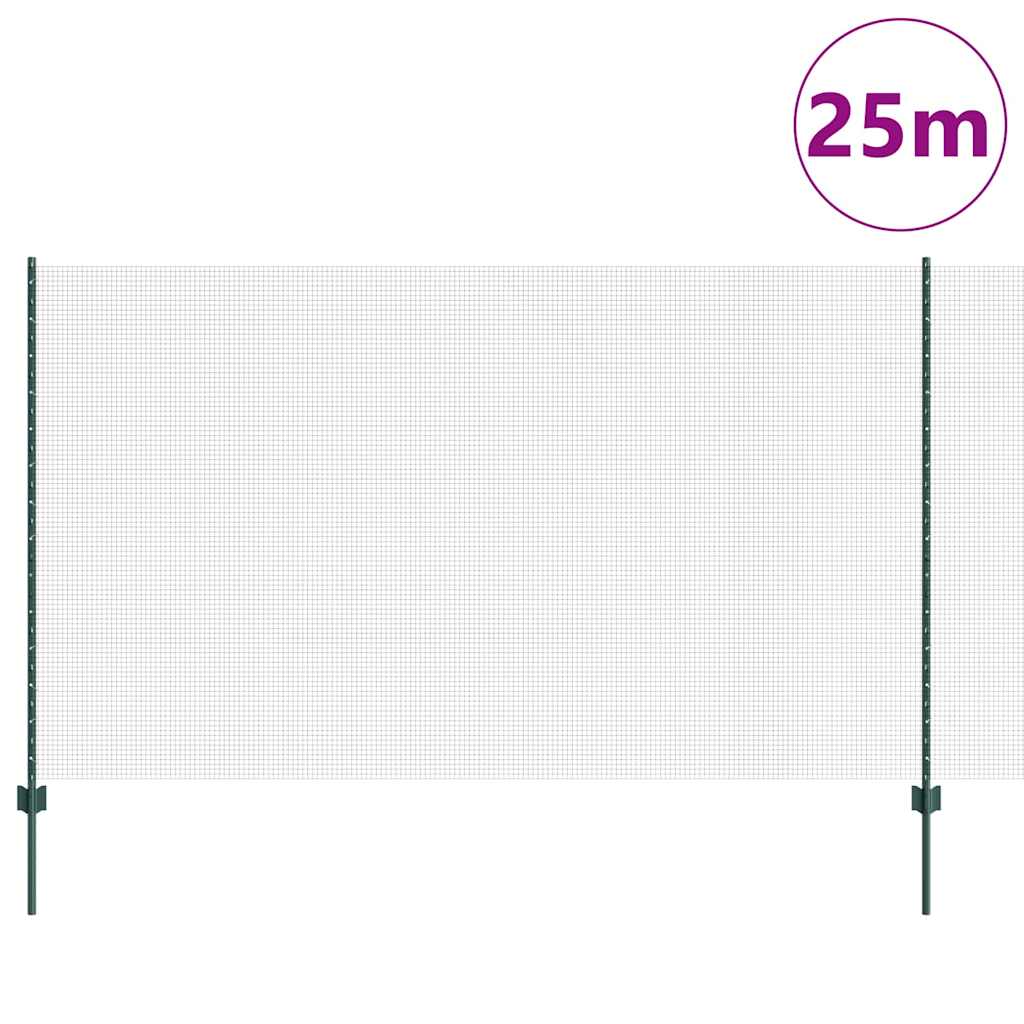 Recinzione con Posto Verde 1,4 x 25 m Acciaio e PVC
