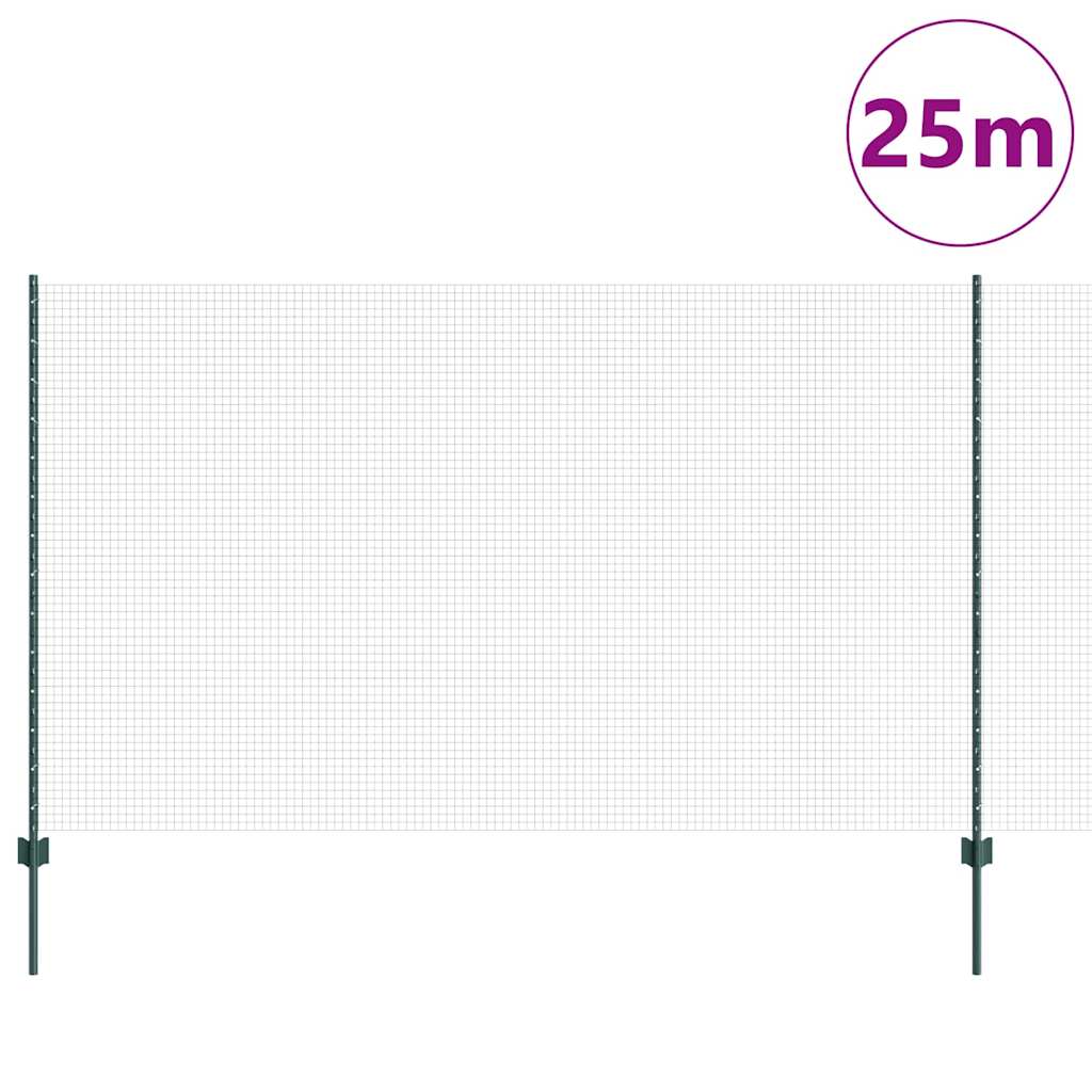 Recinzione con Posto Verde 1,4 x 25 m Acciaio e PVC