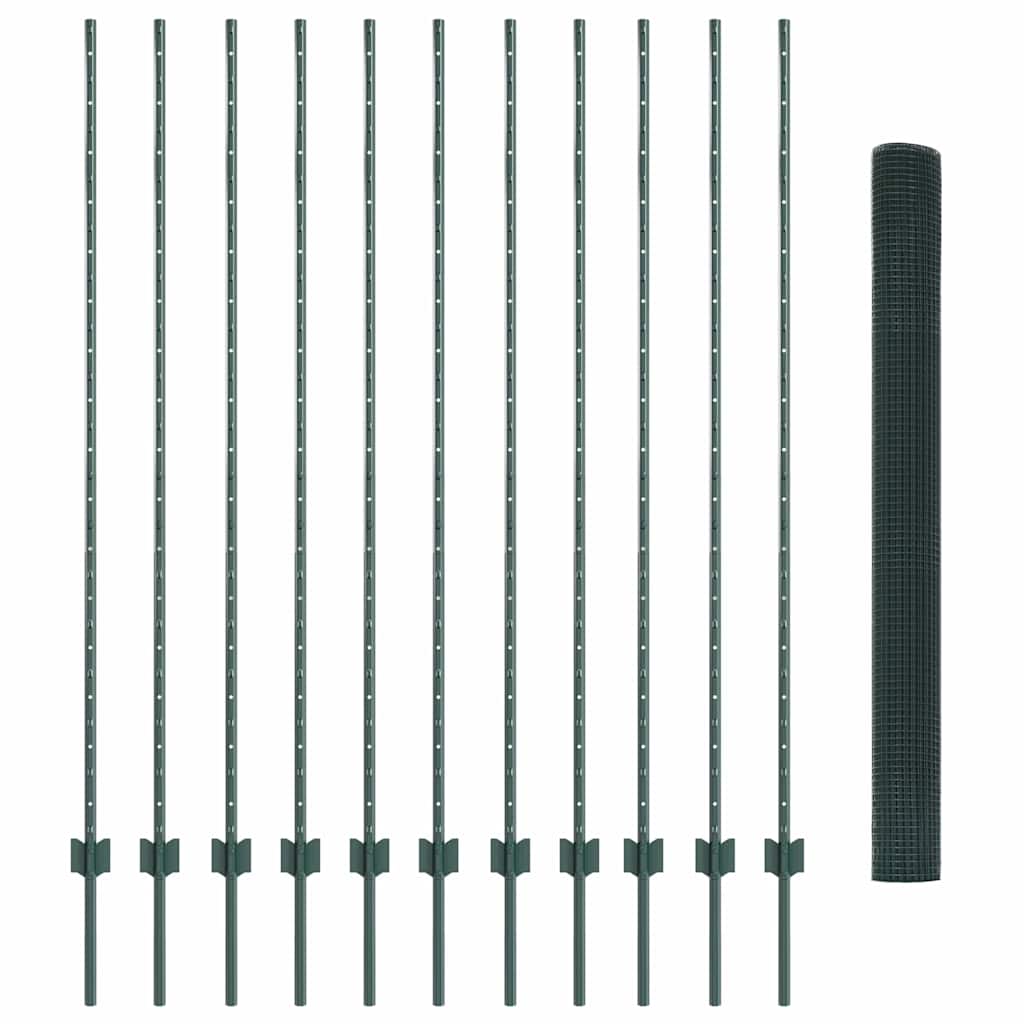 Recinzione con Posto Verde 1,6 x 25 m Acciaio e PVC
