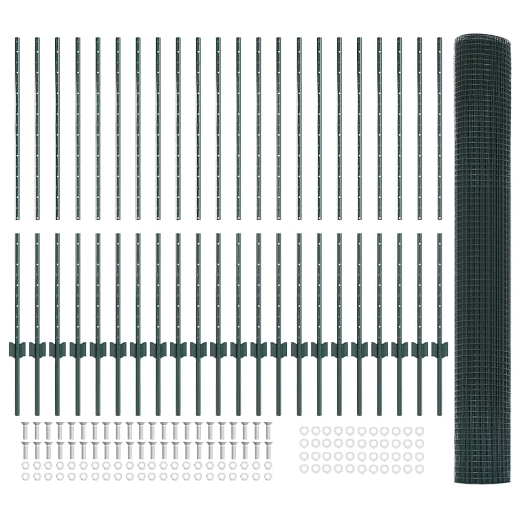 Recinzione con Posto Verde 1,2 x 50 m Acciaio e PVC