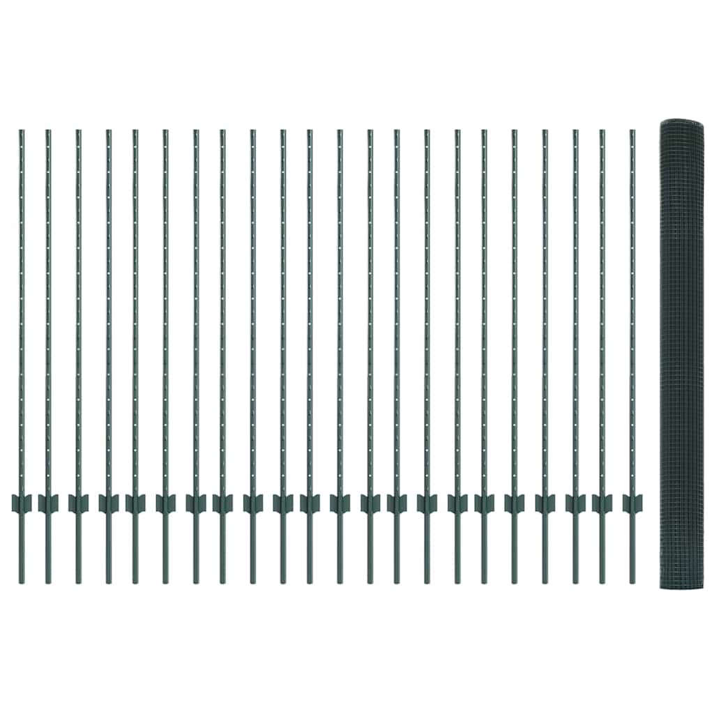Recinzione con Posto Verde 1,4 x 50 m Acciaio e PVC