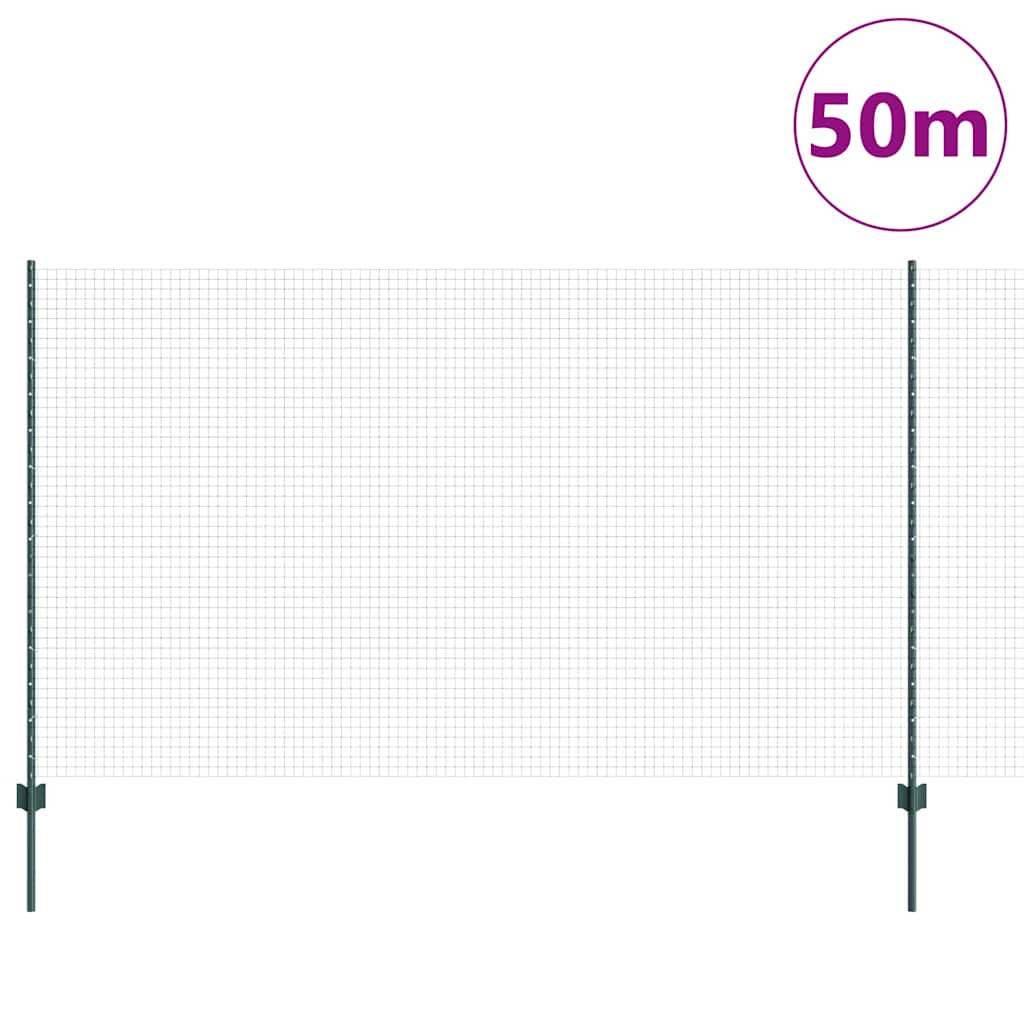 Recinzione con Posto Verde 1,4 x 50 m Acciaio e PVC