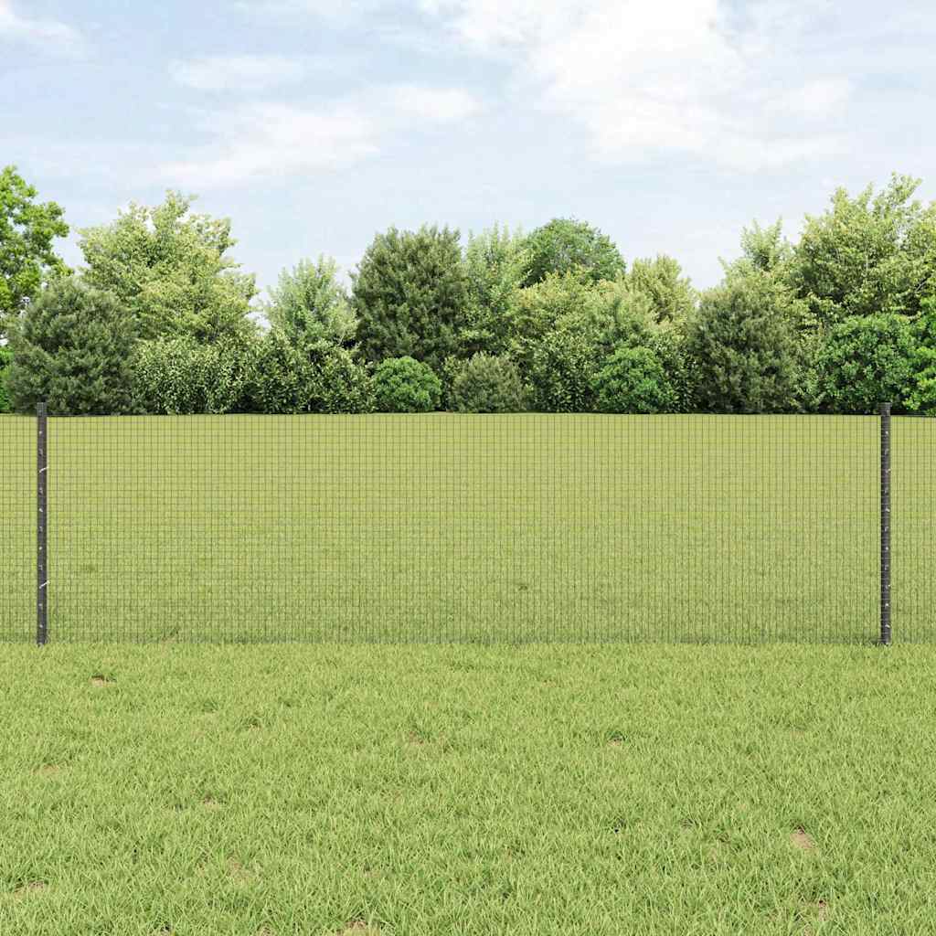 Recinzione con Posto Grigio 0,6 x 10 m Acciaio e PVC