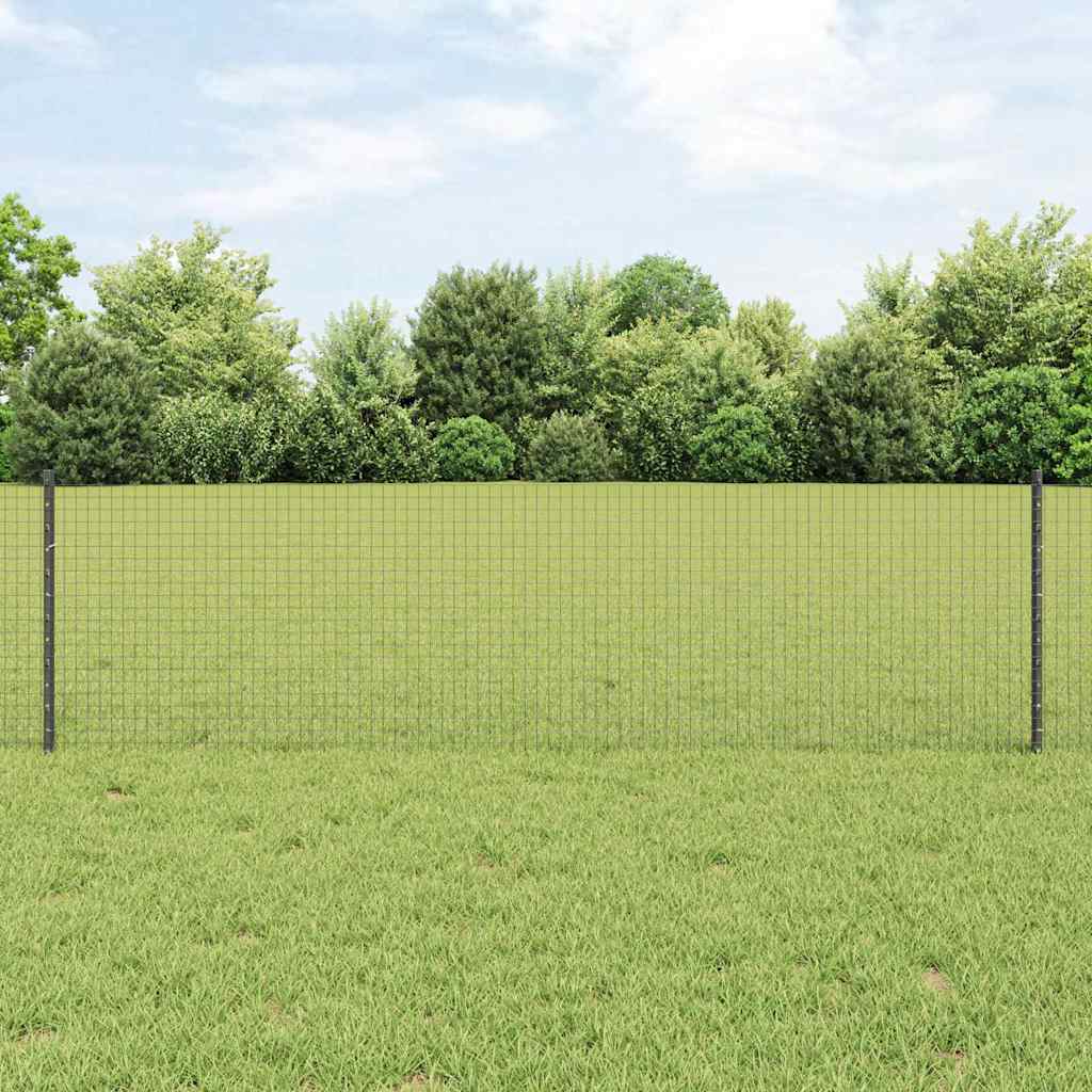 Recinzione con Posto Grigio 0,6 x 10 m Acciaio e PVC