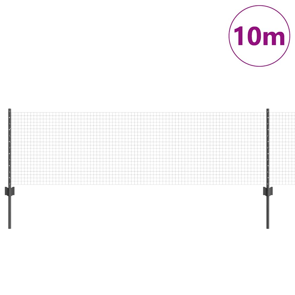 Recinzione con Posto Grigio 0,6 x 10 m Acciaio e PVC