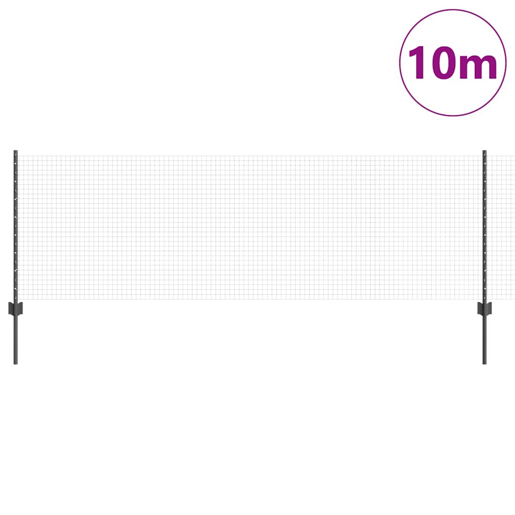 Recinzione con Posto Grigio 0,8 x 10 m Acciaio e PVC