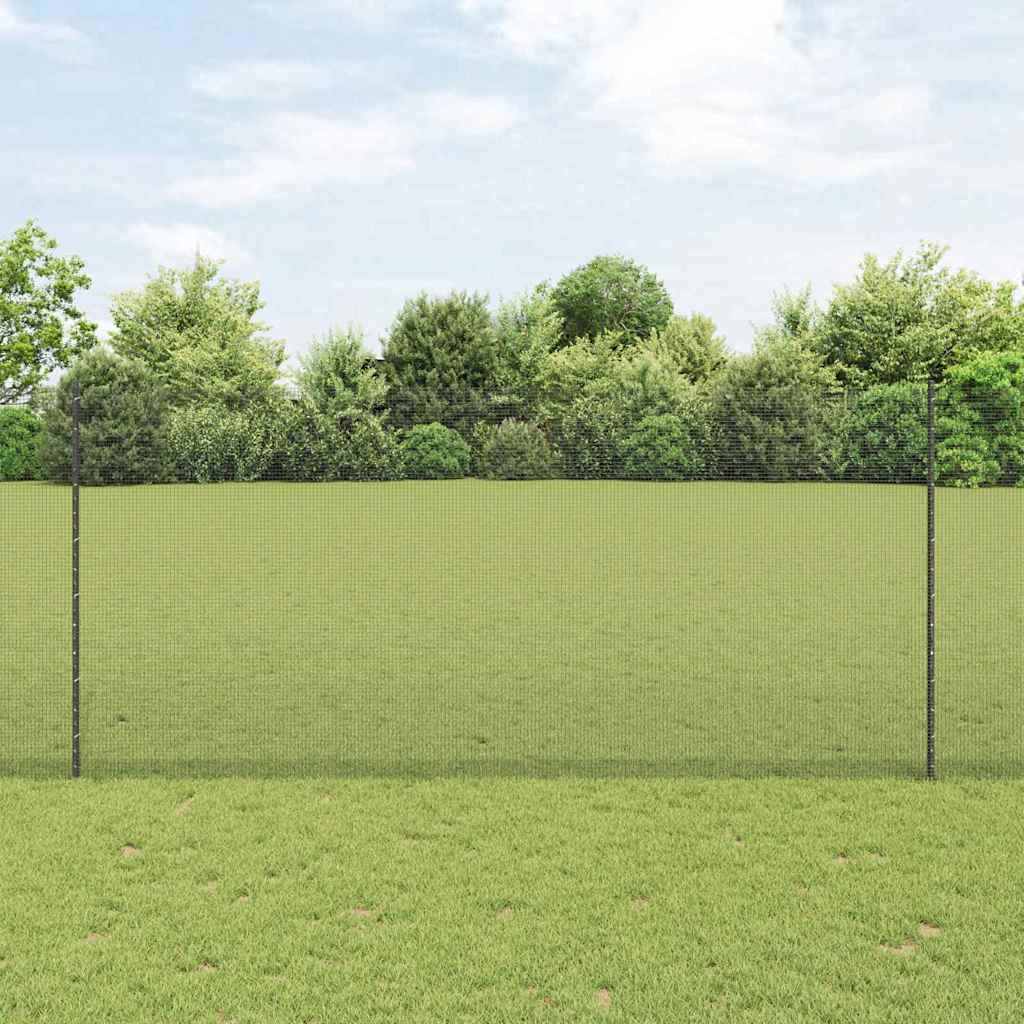 Recinzione con Posto Grigio 1,4 x 10 m Acciaio e PVC