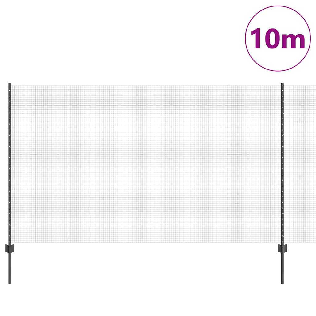 Recinzione con Posto Grigio 1,4 x 10 m Acciaio e PVC