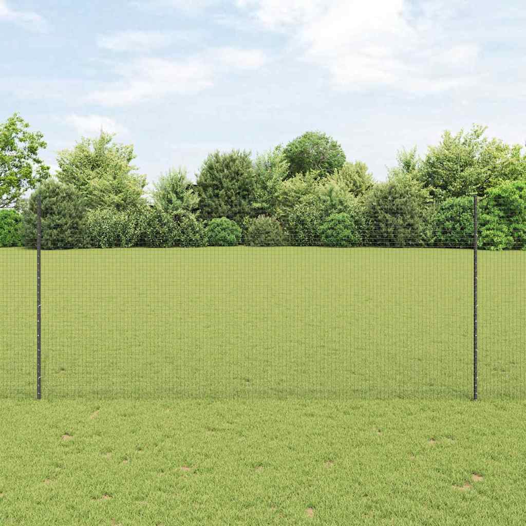 Recinzione con Posto Grigio 1,4 x 10 m Acciaio e PVC