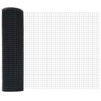 Recinzione con Posto Grigio 0,4 x 25 m Acciaio e PVC