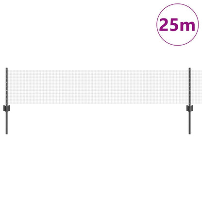 Recinzione con Posto Grigio 0,4 x 25 m Acciaio e PVC