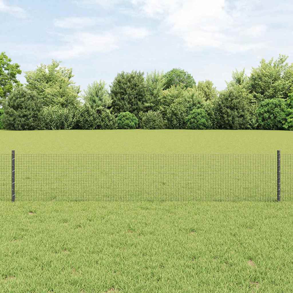 Recinzione con Posto Grigio 0,4 x 25 m Acciaio e PVC