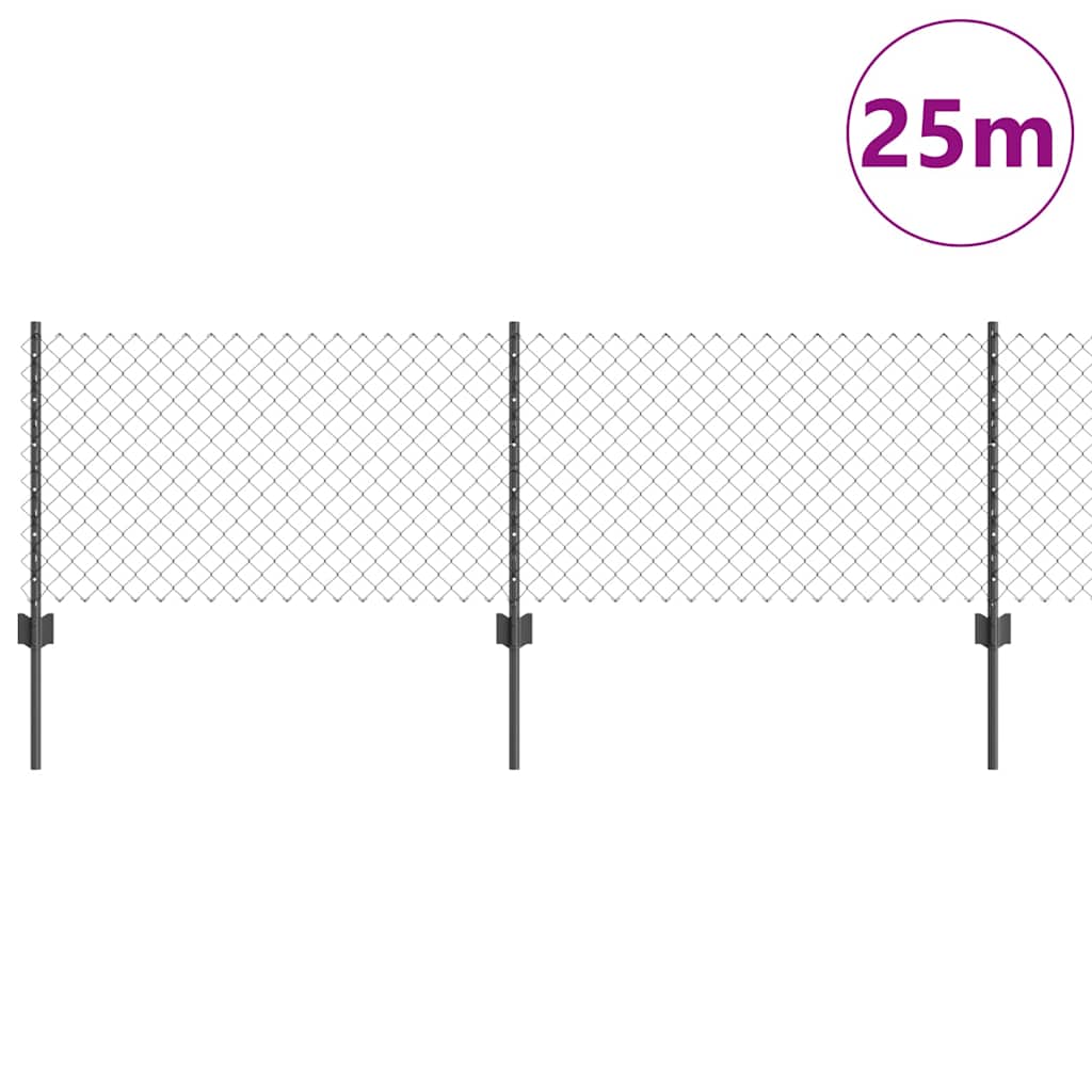 Recinzione con Posto Grigio 0,4 x 25 m Acciaio e PVC