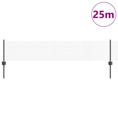 Recinzione con Posto Grigio 0,4 x 25 m Acciaio e PVC