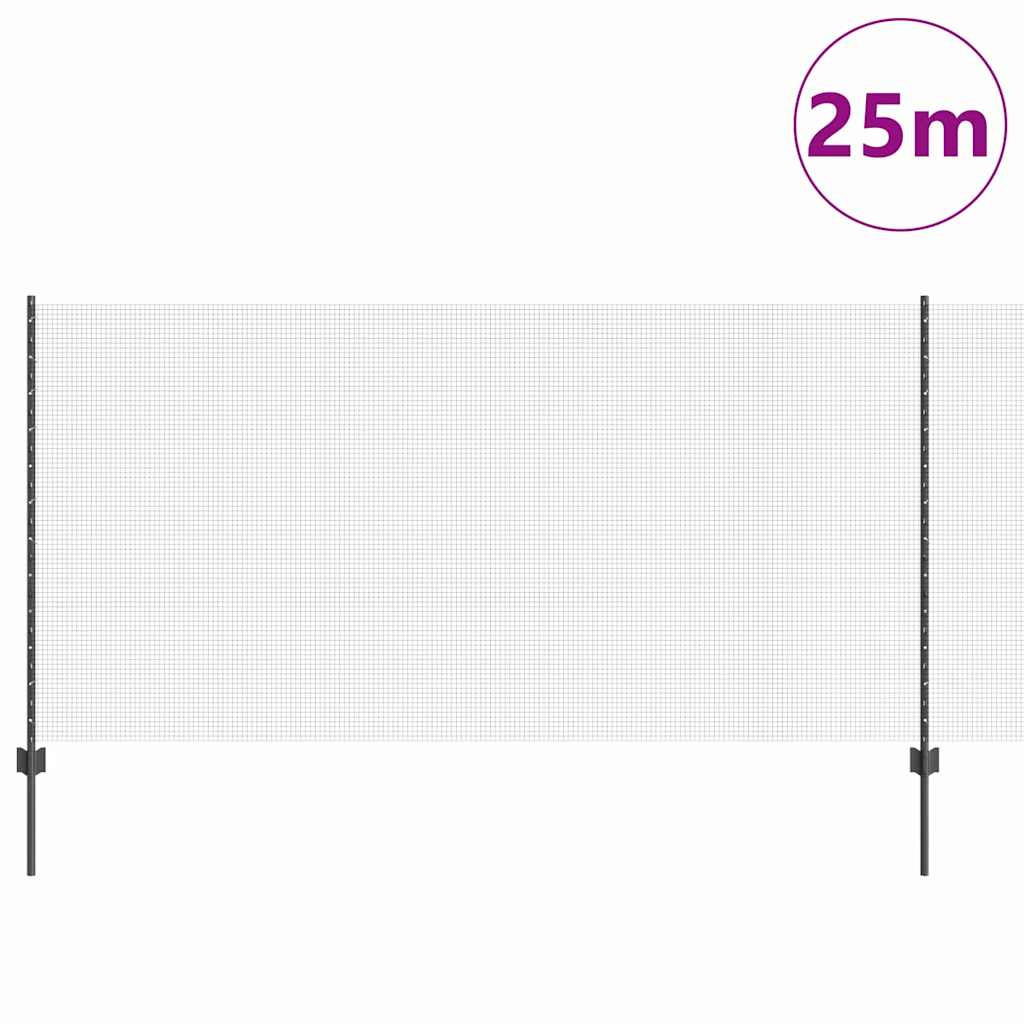 Recinzione con Posto Grigio 1,2 x 25 m Acciaio e PVC