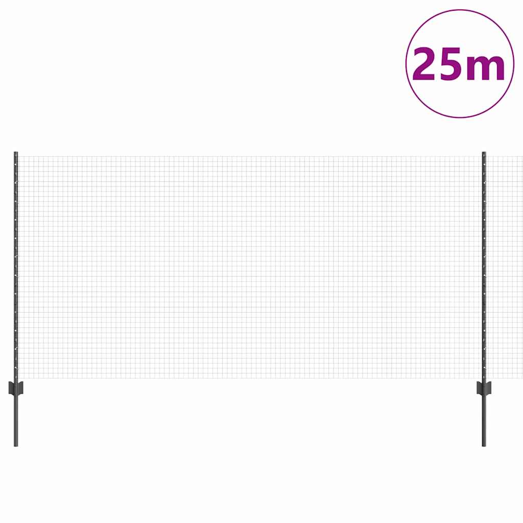Recinzione con Posto Grigio 1,2 x 25 m Acciaio e PVC